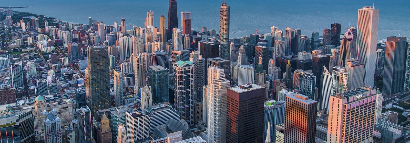 Aerial view of a city district showing the streets and buildings a campaign would target