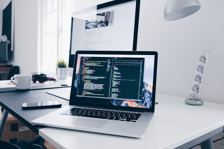 Developer building a website on a laptop